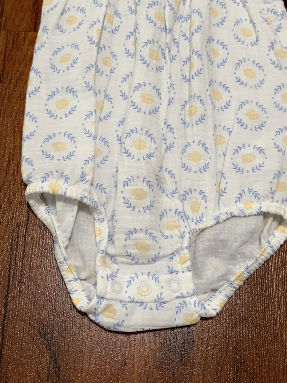 Carter's Yellow and White Floral Ruffle Baby Girl Bubble Romper